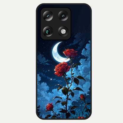  Crimson Rose Moon Glass Case For Moto Signature back cover – full design glossy printed glass finish
