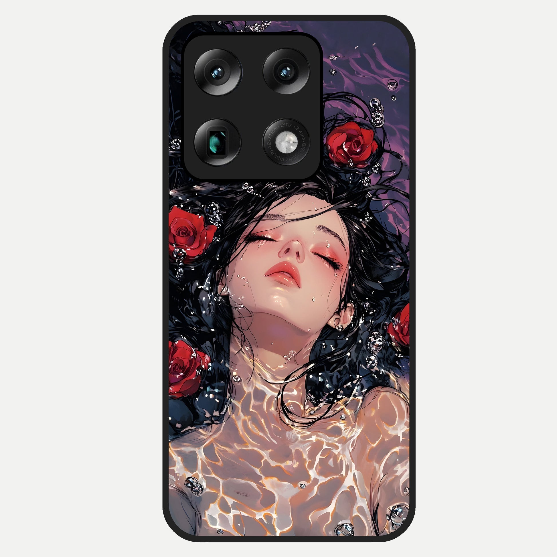  Crimson Rose Serenity Glass Case For Moto Signature back cover – full design glossy printed glass finish