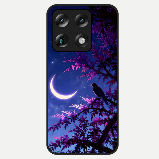  Crow And Moon Scenery Glass Case For Moto Signature back cover – full design glossy printed glass finish