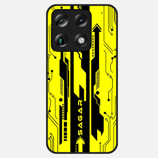  Electric Pulse CYBERPUNK Custom Name Glass Case For Moto Signature back cover – full design glossy printed glass finish