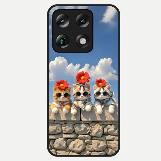  Floral Kitty Squad Glass Case For Moto Signature back cover – full design glossy printed glass finish