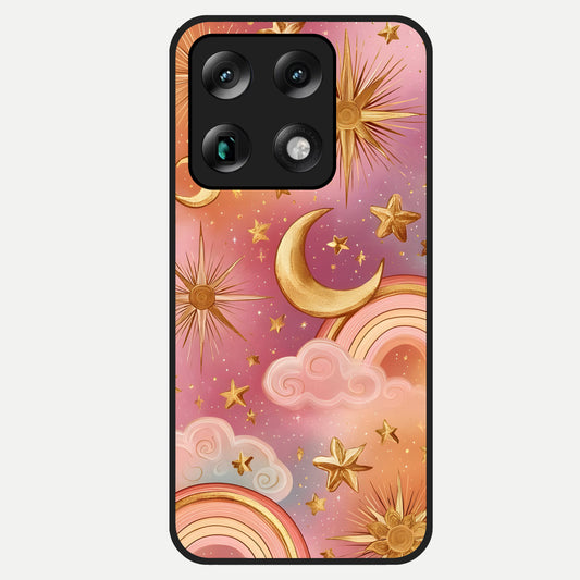  Golden Celestial Dreams Glass Case For Moto Signature back cover – full design glossy printed glass finish