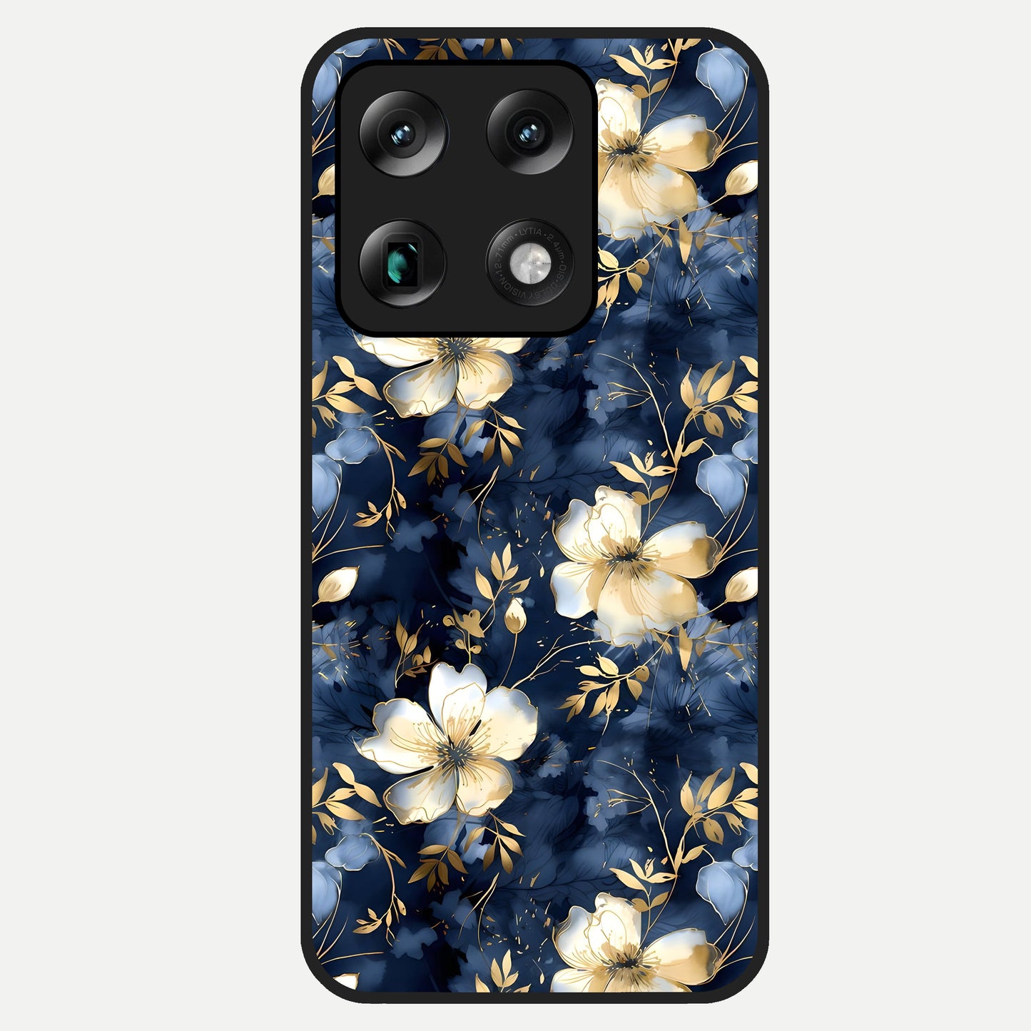  Golden Midnight Bloom Glass Case For Moto Signature back cover – full design glossy printed glass finish