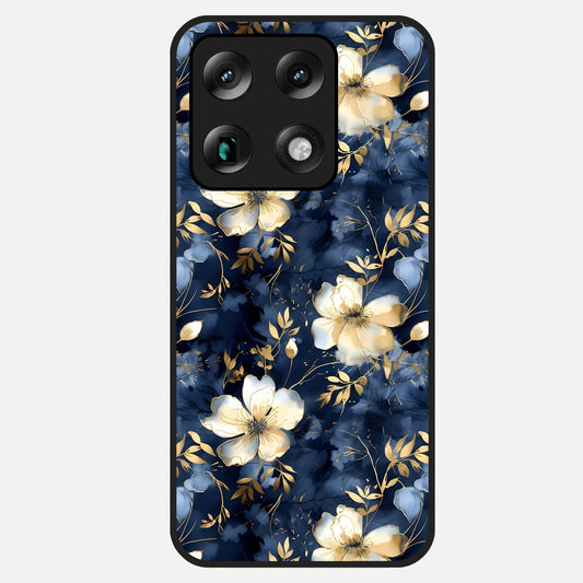  Golden Midnight Bloom Glass Case For Moto Signature back cover – full design glossy printed glass finish