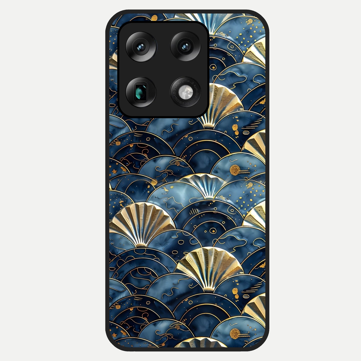  Golden Wave Luxe Glass Case For Moto Signature back cover – full design glossy printed glass finish