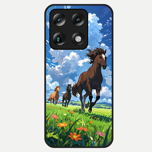  Majestic Horses Galloping Glass Case For Moto Signature back cover – full design glossy printed glass finish