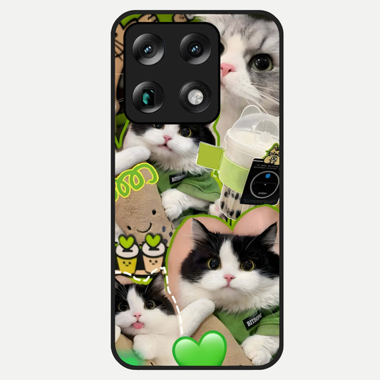  Matcha Cats Mood Glass Case For Moto Signature back cover – full design glossy printed glass finish