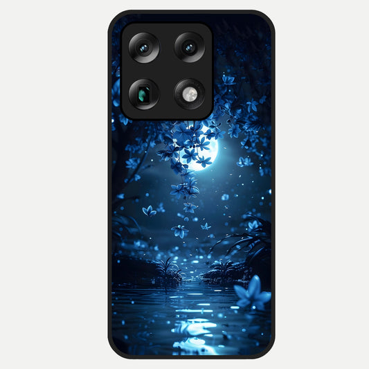  Moonlight Petal Dream Glass Case For Moto Signature back cover – full design glossy printed glass finish