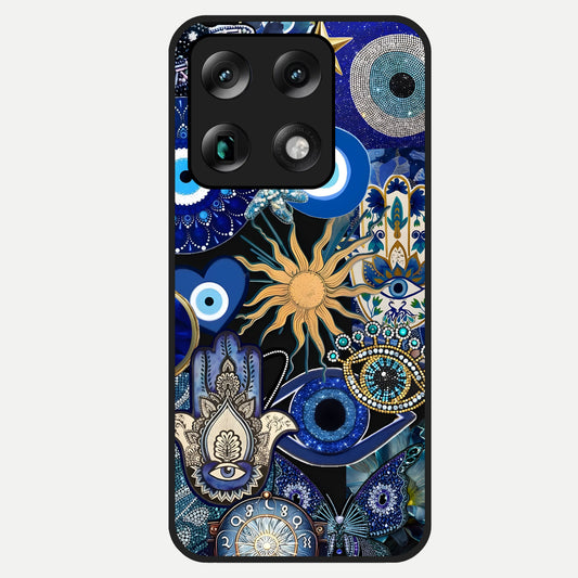 Mystic Blue Evil Eye Glass Case For Moto Signature back cover – full design glossy printed glass finish