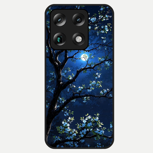  Mystic Floral Night Glass Case For Moto Signature back cover – full design glossy printed glass finish