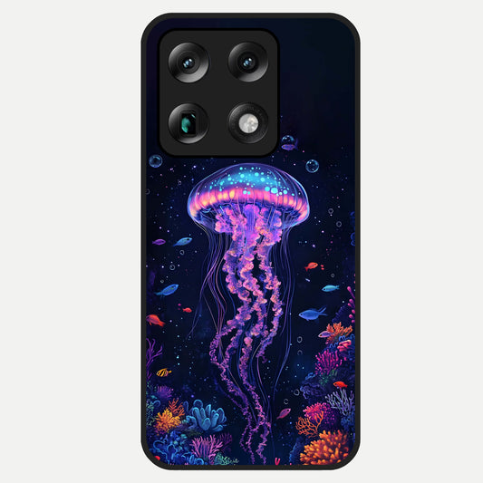  Neon Jellyfish Glass Case For Moto Signature back cover – full design glossy printed glass finish