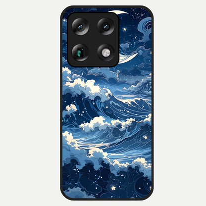  Ocean Moon Waves Glass Case For Moto Signature back cover – full design glossy printed glass finish