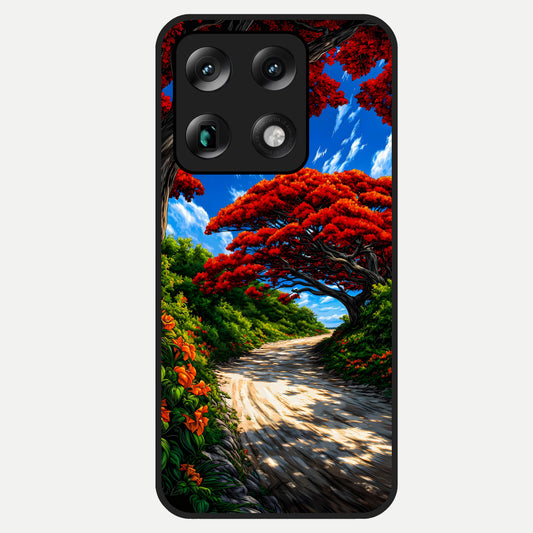  Red Trees Pathway Glass Case For Moto Signature back cover – full design glossy printed glass finish