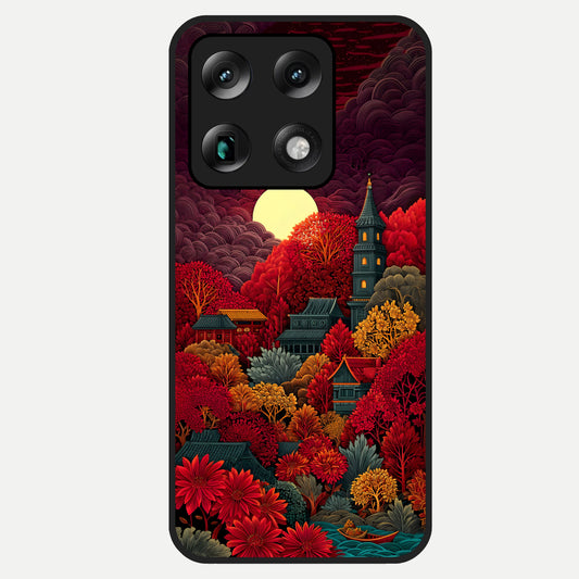  Scarlet Autumn Temple Glass Case For Moto Signature back cover – full design glossy printed glass finish