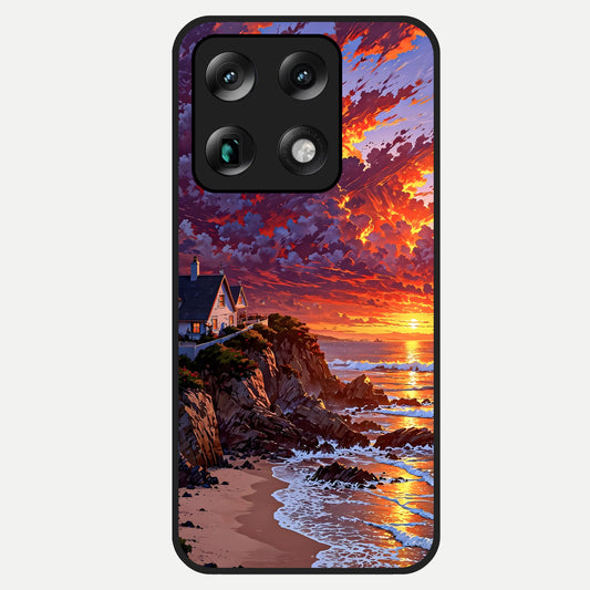  Sunset House By Sea Glass Case For Moto Signature back cover – full design glossy printed glass finish