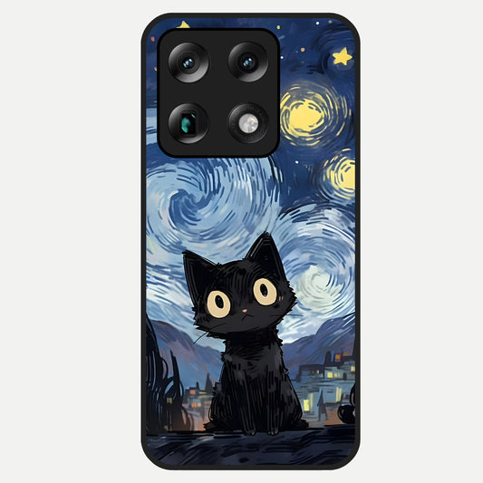  Van Gogh Cat Glass Case For Moto Signature back cover – full design glossy printed glass finish