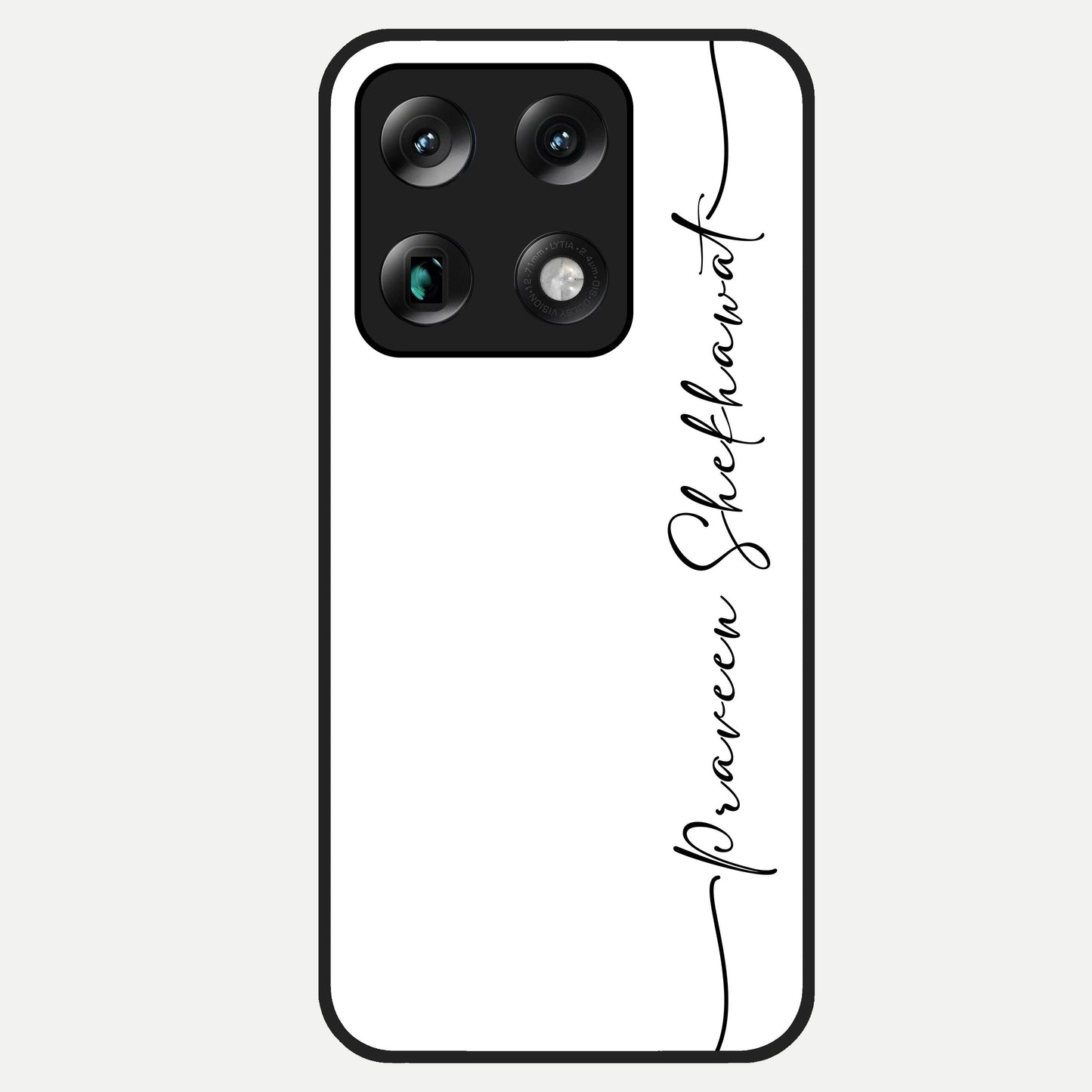  White Tune Custom Name Glass Case For Moto Signature back cover – personalized glossy printed glass finish