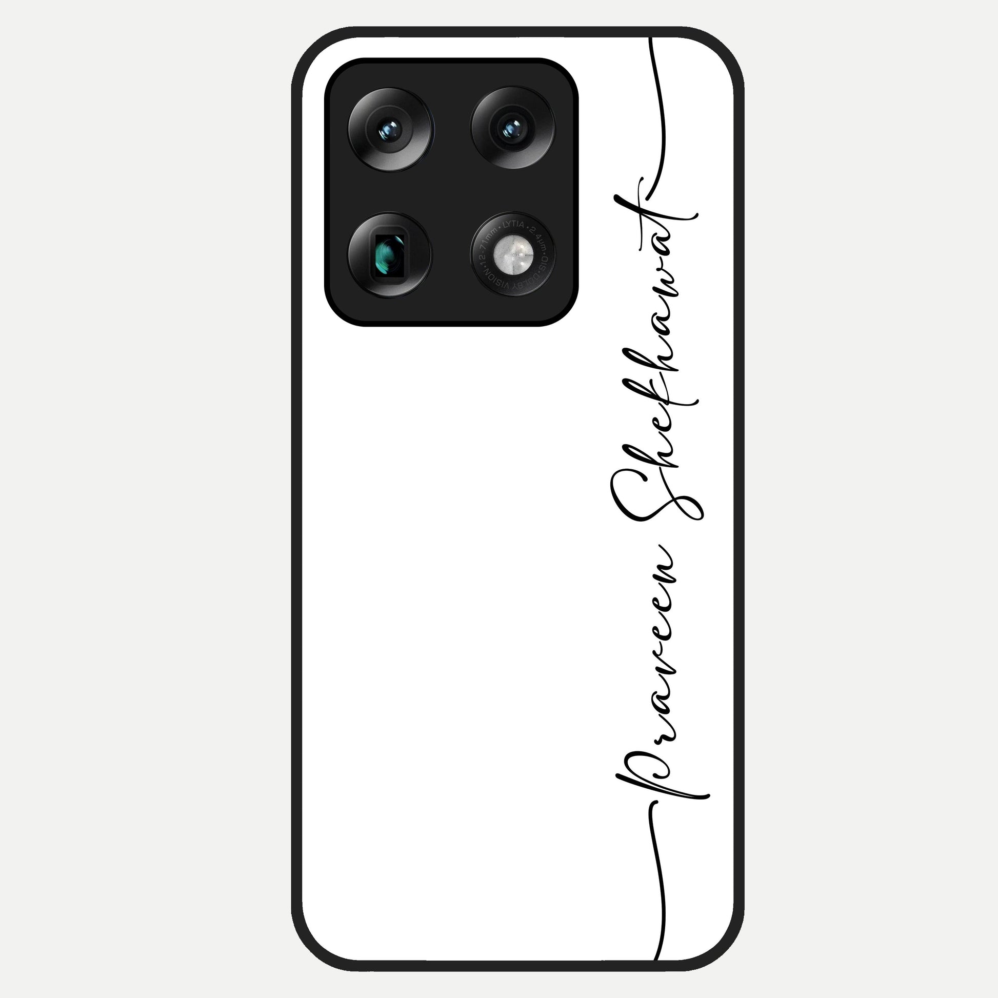 White Tune Custom Name Glass Case For Moto Signature back cover – personalized glossy printed glass finish