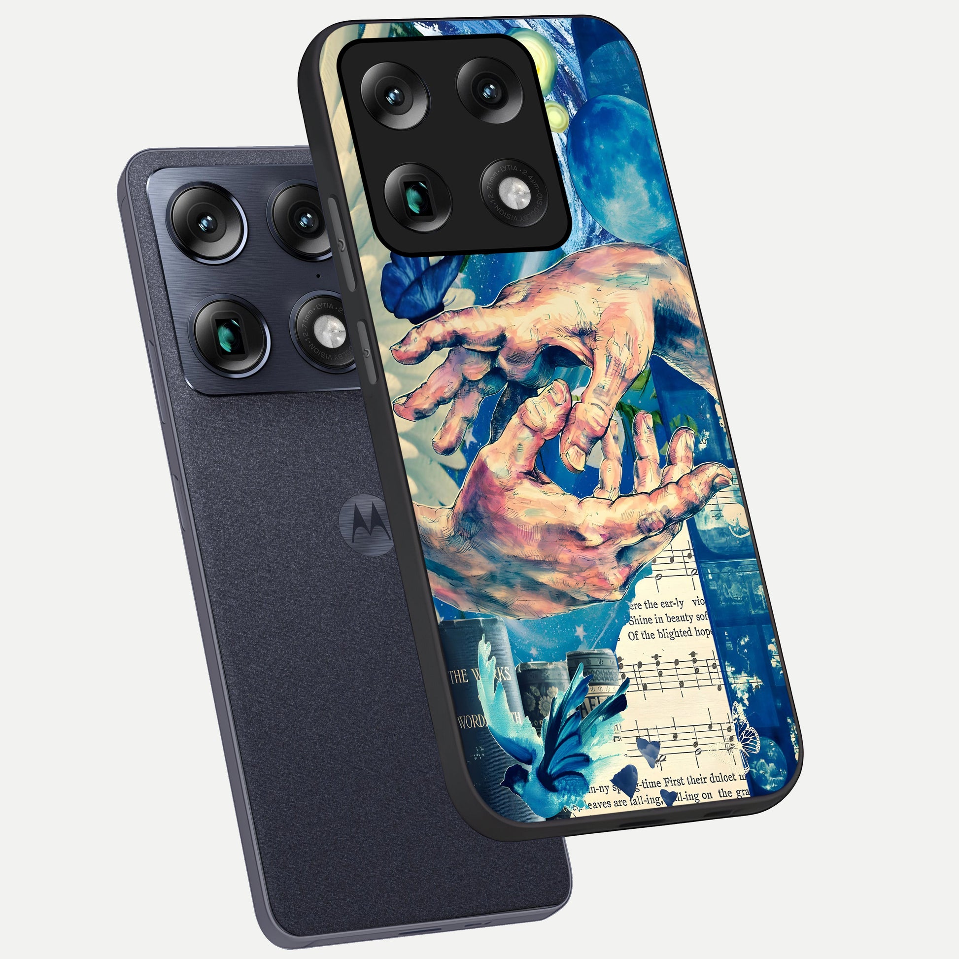  Aesthetic Divider phone case For Moto Signature showing premium glass back cover with detailed artwork