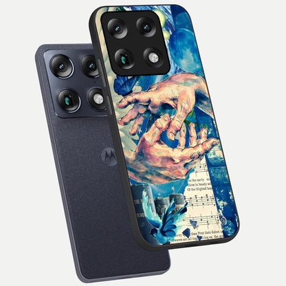  Aesthetic Divider phone case For Moto Signature showing premium glass back cover with detailed artwork