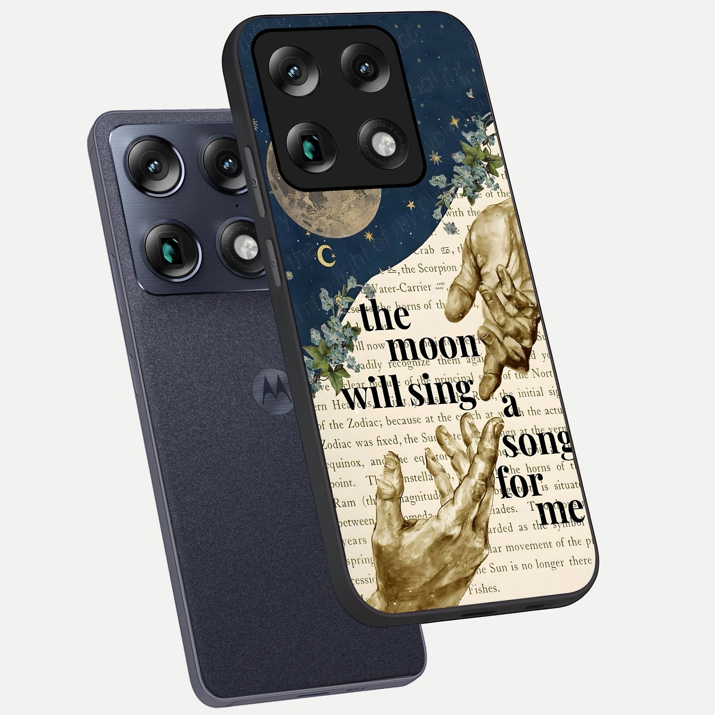  Aesthetic Divine phone case For Moto Signature showing premium glass back cover with detailed artwork