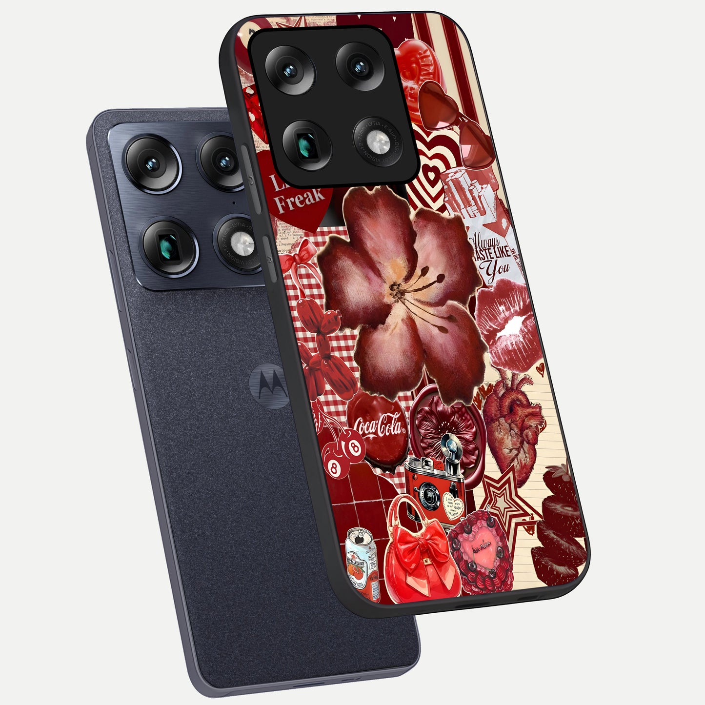  Aesthetic Little Freak phone case For Moto Signature showing premium glass back cover with detailed artwork