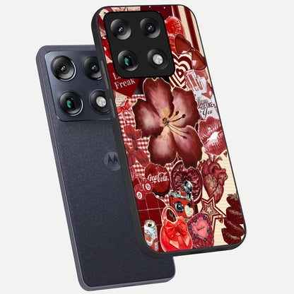  Aesthetic Little Freak phone case For Moto Signature showing premium glass back cover with detailed artwork