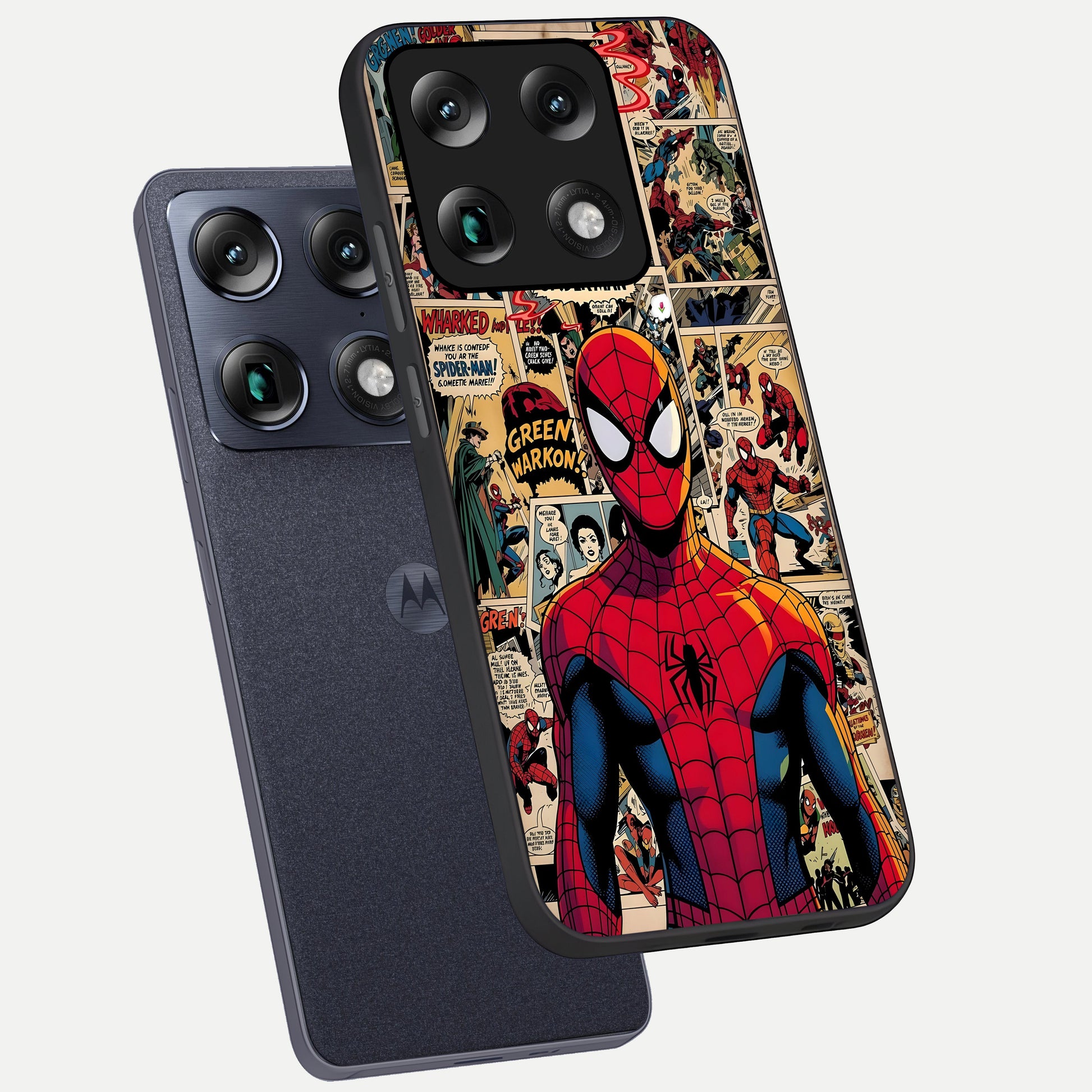  Aesthetic Spider phone case For Moto Signature showing premium glass back cover with detailed artwork