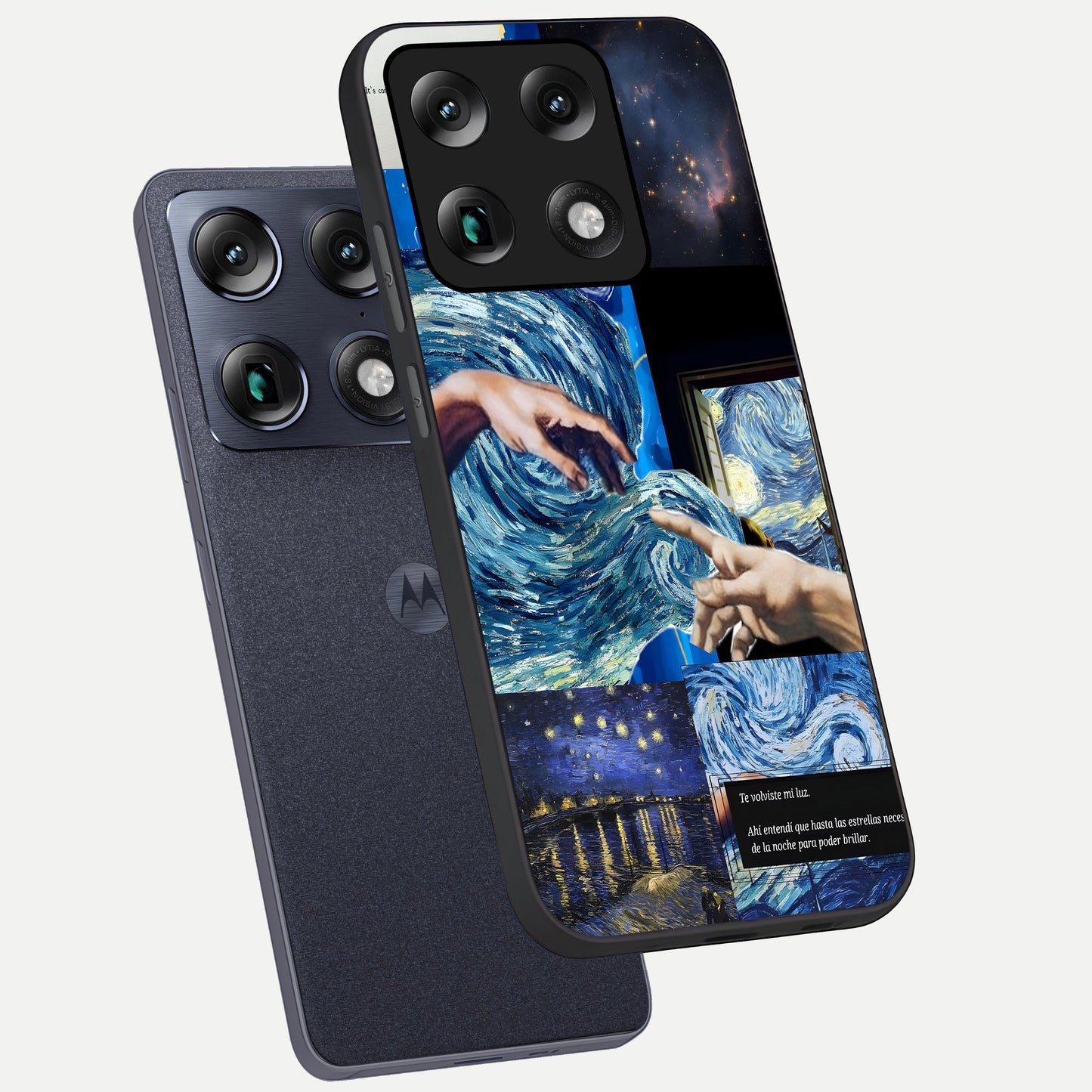 Aesthetic Vando Hands phone case For Moto Signature showing premium glass back cover with detailed artwork
