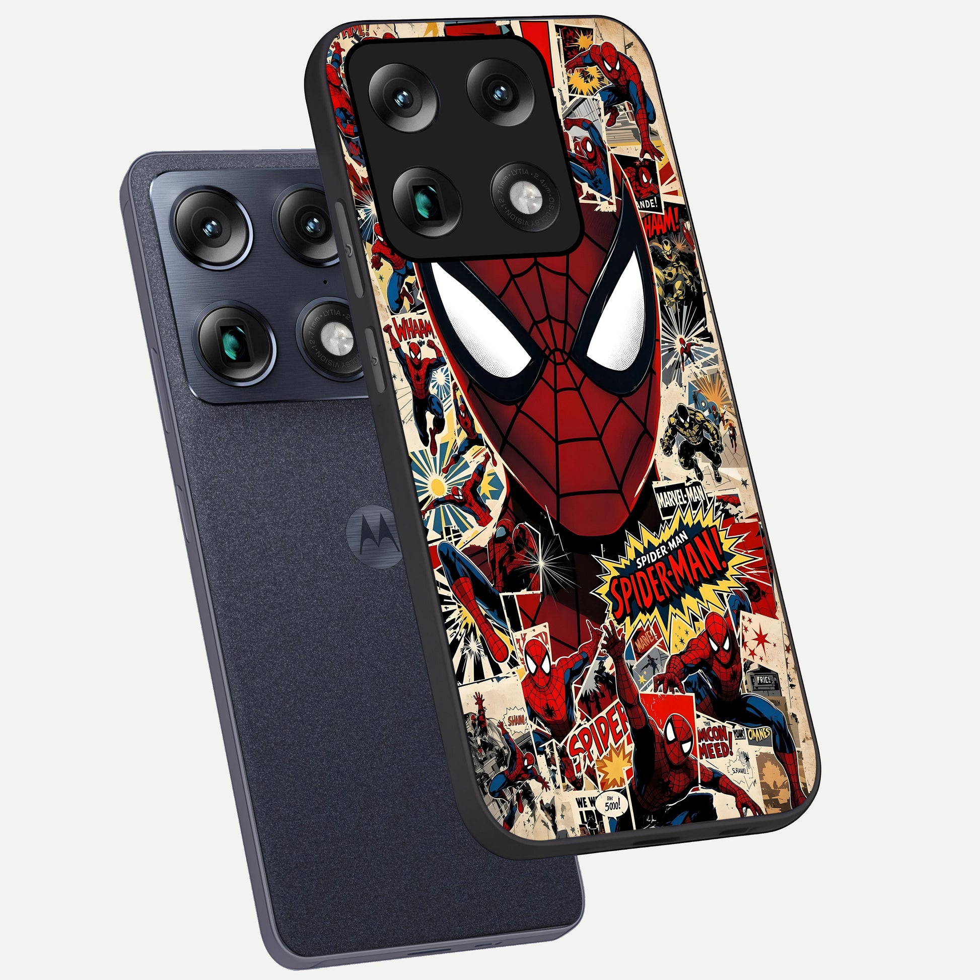  Aesthetic Wonder Spider phone case For Moto Signature showing premium glass back cover with detailed artwork