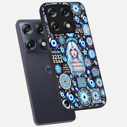  Angel Aura Shield phone case For Moto Signature showing premium glass back cover with detailed artwork