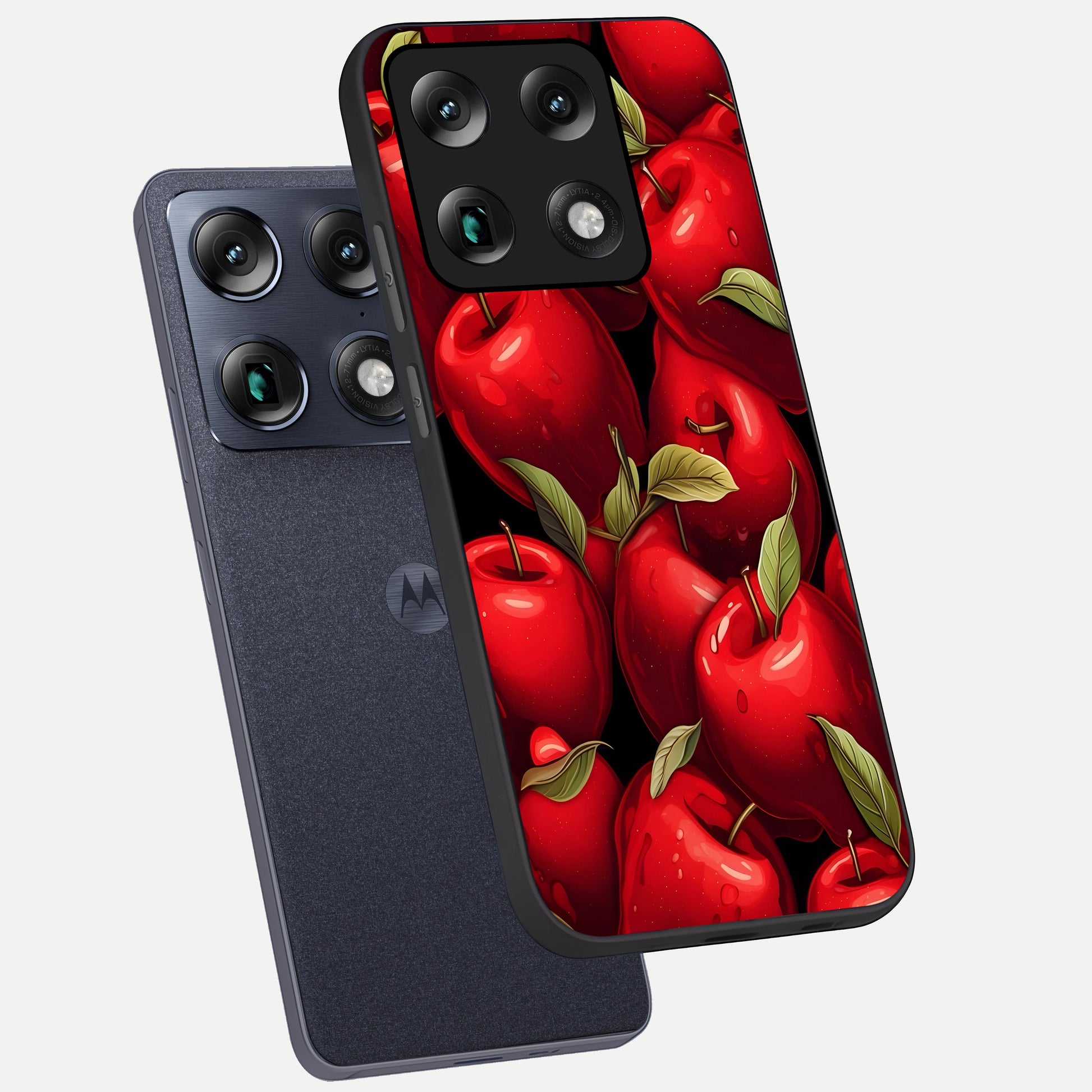  Apple Pattern phone case For Moto Signature showing premium glass back cover with detailed artwork