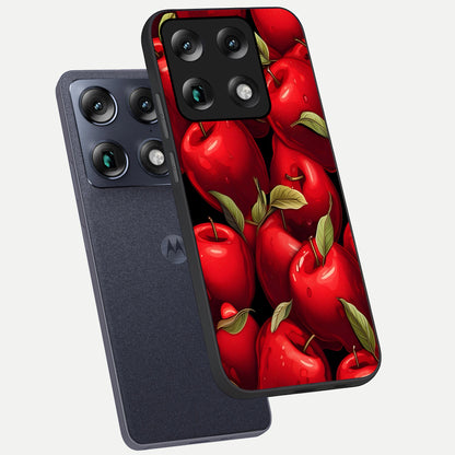  Apple Pattern phone case For Moto Signature showing premium glass back cover with detailed artwork