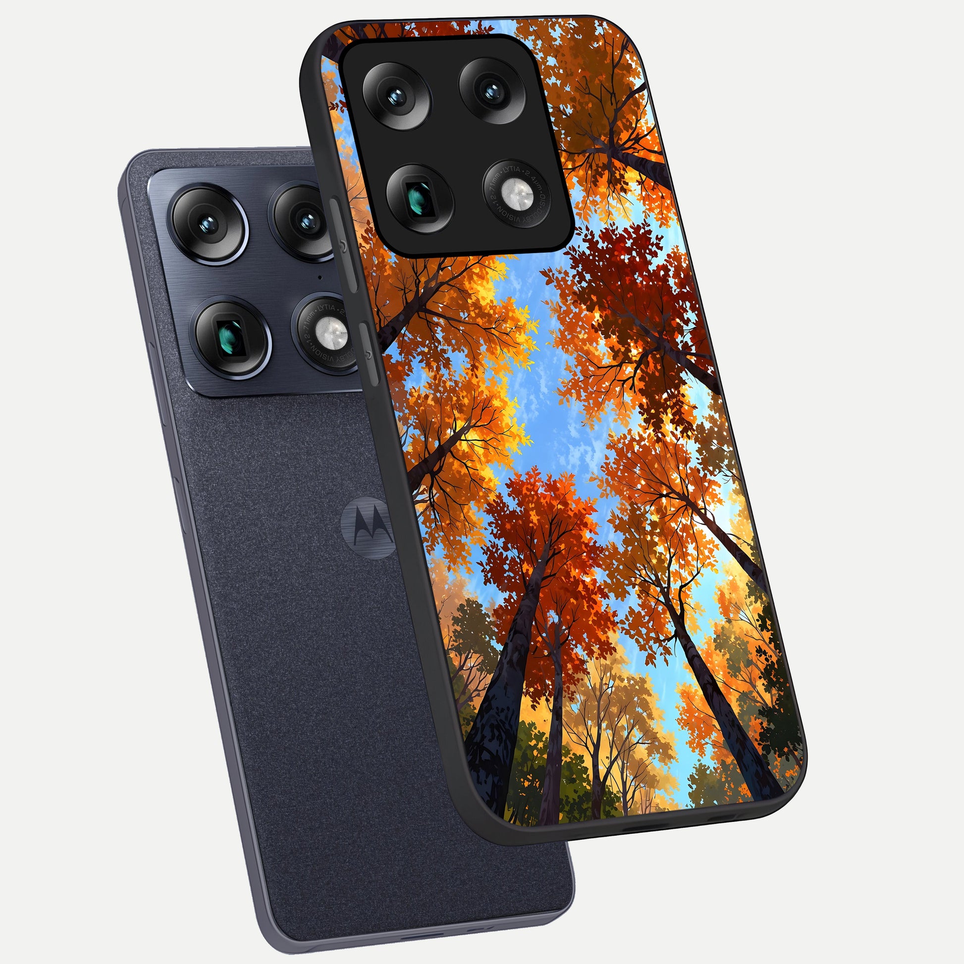  Autumn Sky Rise phone case For Moto Signature showing premium glass back cover with detailed artwork