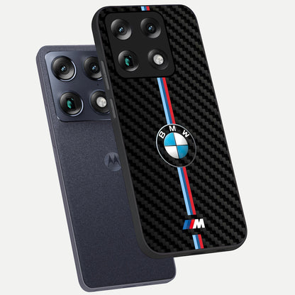  BMW Pattern phone case For Moto Signature showing premium glass back cover with detailed artwork