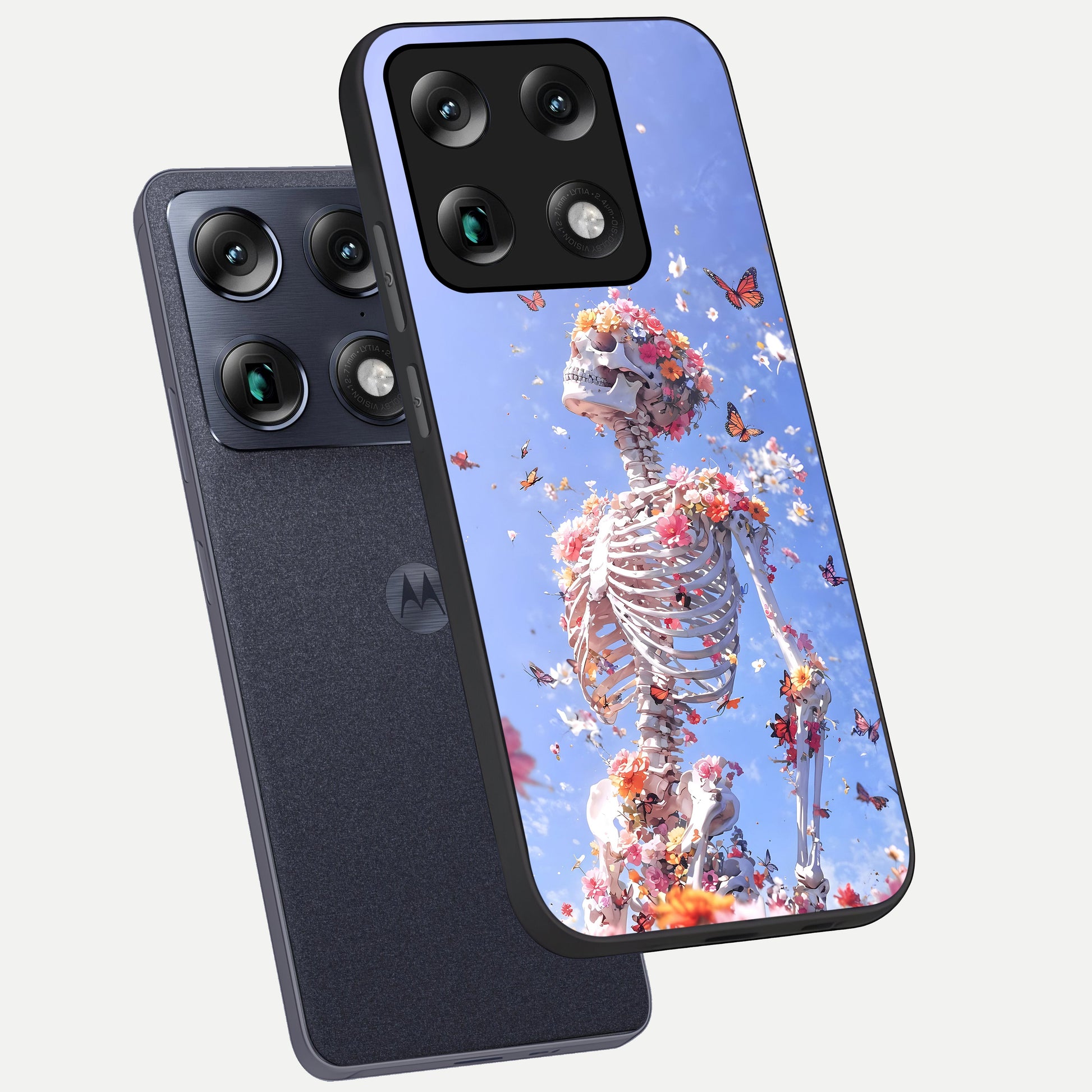  Bloom Beyond Bones phone case For Moto Signature showing premium glass back cover with detailed artwork
