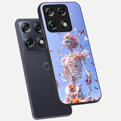  Bloom Beyond Bones phone case For Moto Signature showing premium glass back cover with detailed artwork