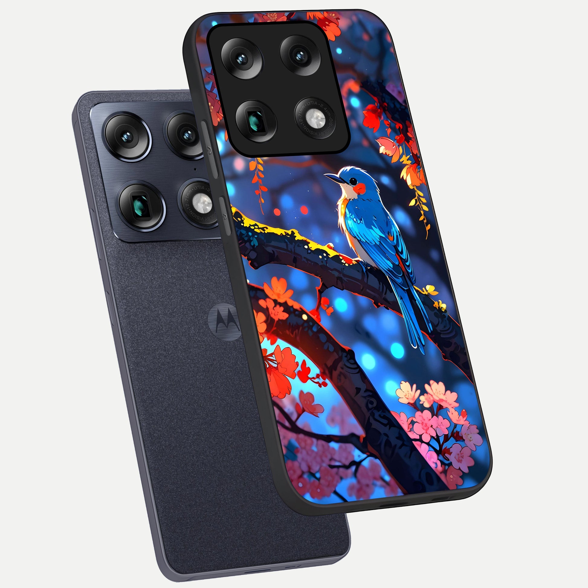  Blooming Water Drift phone case For Moto Signature showing premium glass back cover with detailed artwork