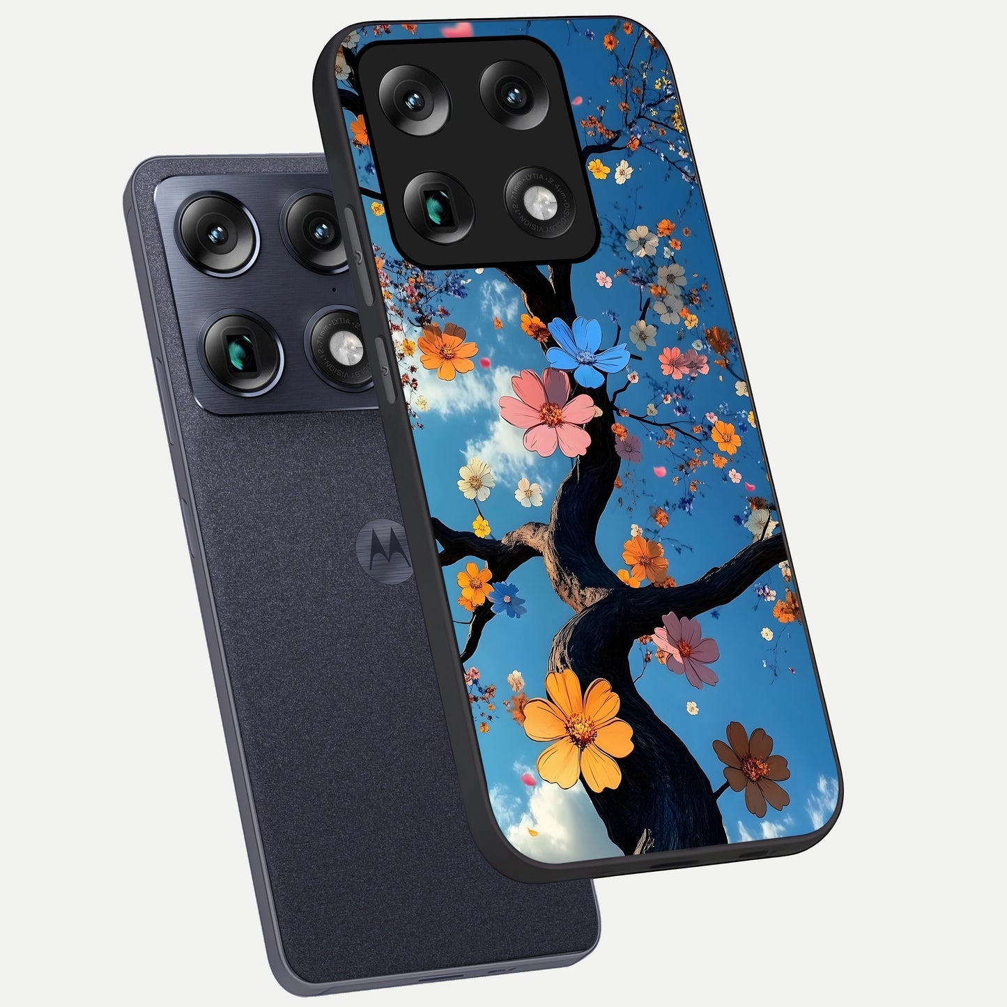  Blossom Dream Sky phone case For Moto Signature showing premium glass back cover with detailed artwork