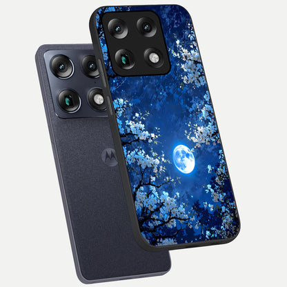  Blossom Moonlight Sky phone case For Moto Signature showing premium glass back cover with detailed artwork