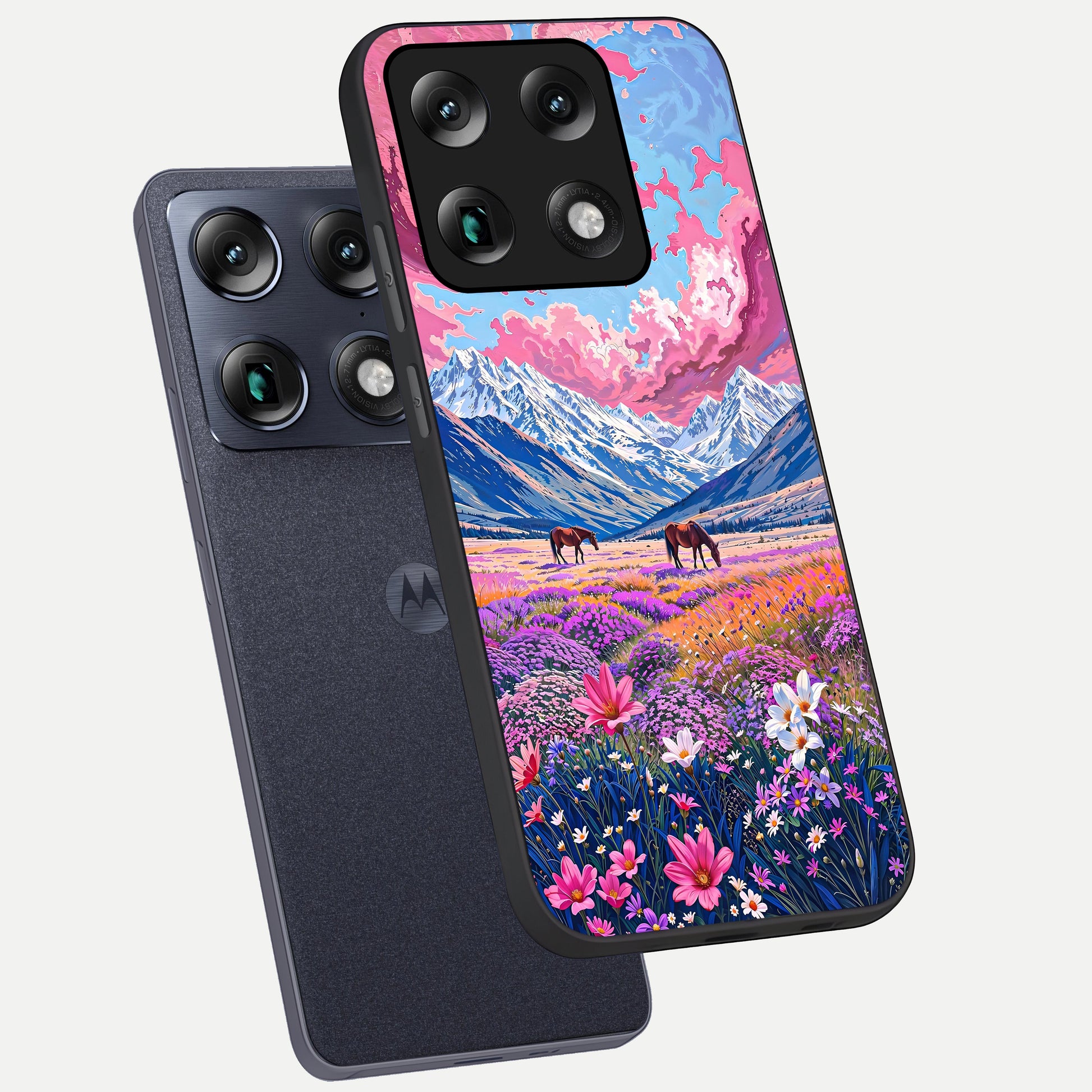  Blossom Valley Dream phone case For Moto Signature showing premium glass back cover with detailed artwork