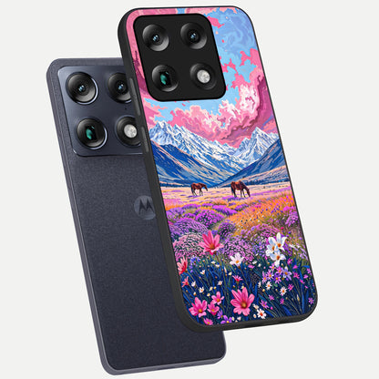  Blossom Valley Dream phone case For Moto Signature showing premium glass back cover with detailed artwork