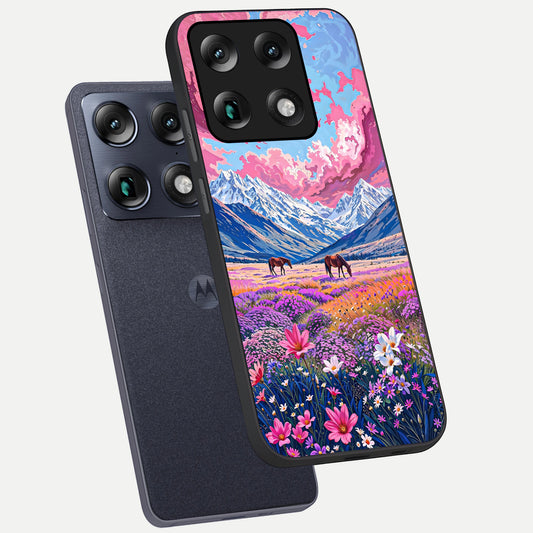  Blossom Valley Dream phone case For Moto Signature showing premium glass back cover with detailed artwork