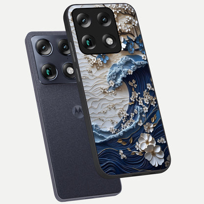  Blossom Wave Art phone case For Moto Signature showing premium glass back cover with detailed artwork