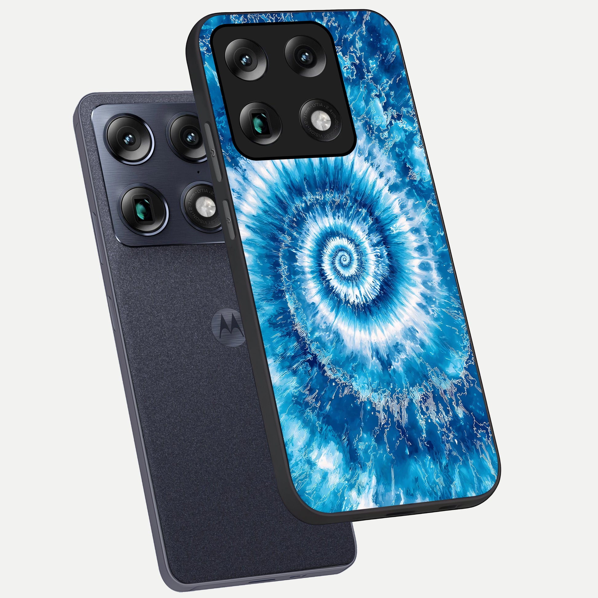  Blue Galaxy Wave phone case For Moto Signature showing premium glass back cover with detailed artwork
