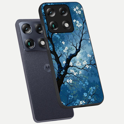  Blue Tree Serenity phone case For Moto Signature showing premium glass back cover with detailed artwork