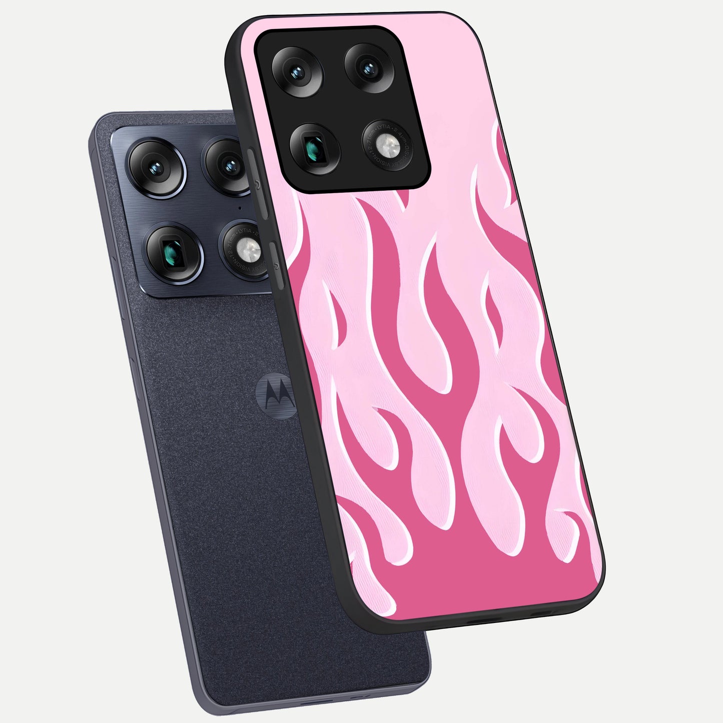  Blush Flame Energy phone case For Moto Signature showing premium glass back cover with detailed artwork