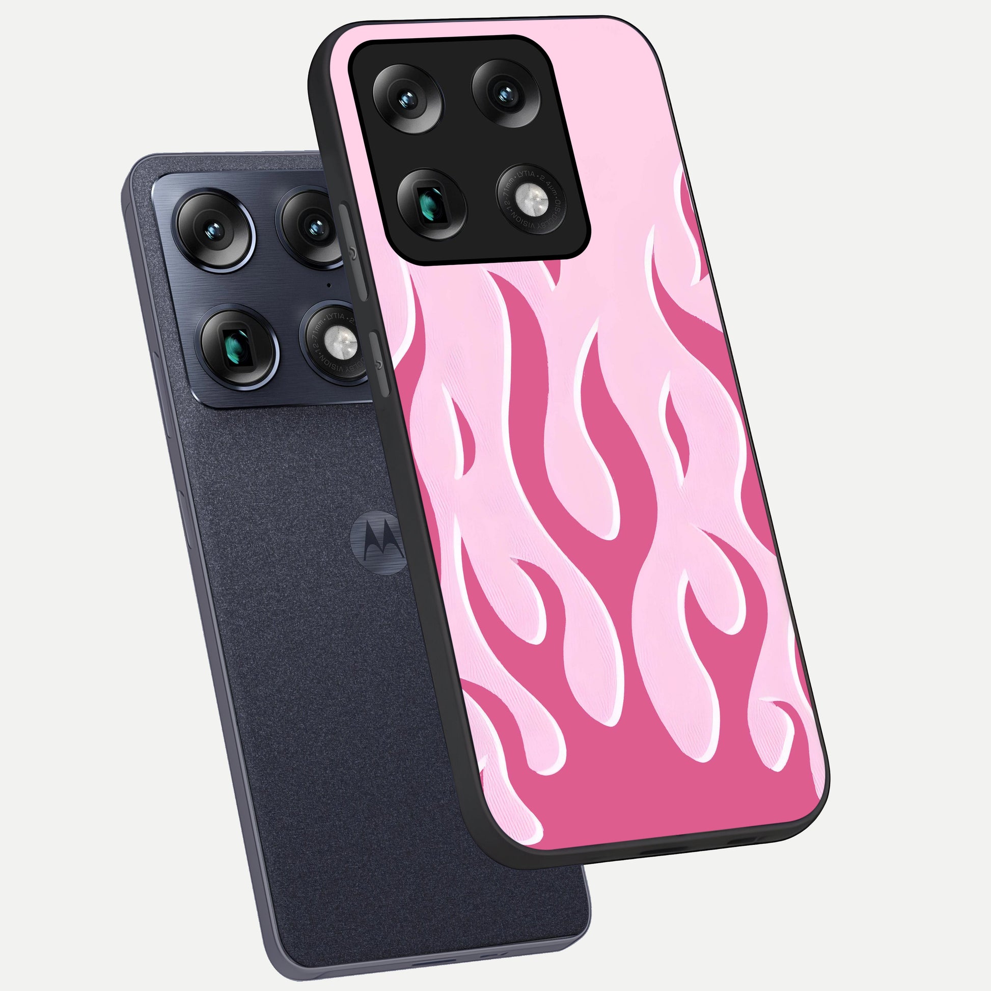  Blush Flame Energy phone case For Moto Signature showing premium glass back cover with detailed artwork