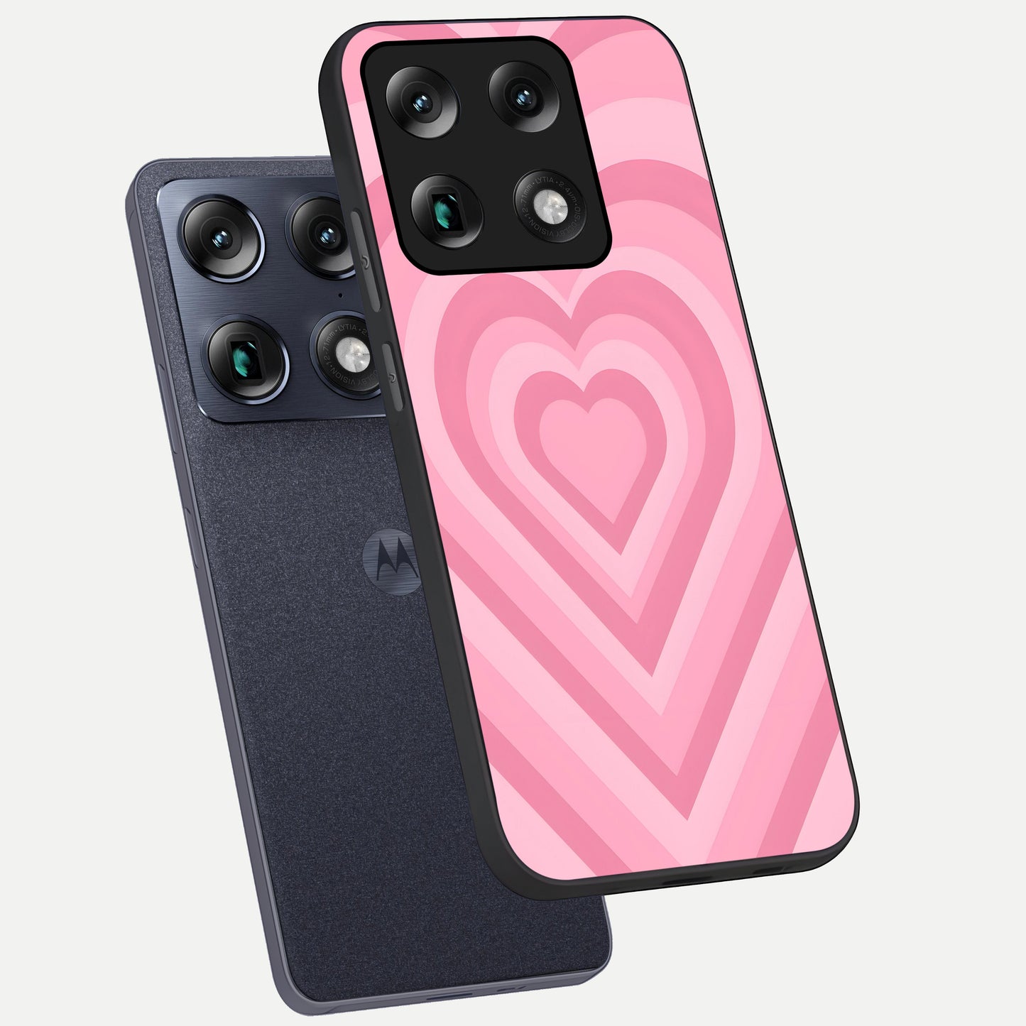  Blush Heart Waves phone case For Moto Signature showing premium glass back cover with detailed artwork