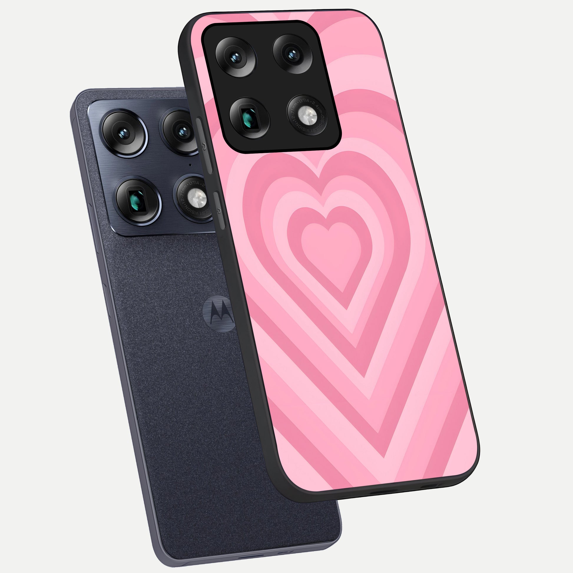  Blush Heart Waves phone case For Moto Signature showing premium glass back cover with detailed artwork